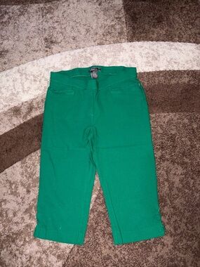 89th & Madison Green Textured Crop Pants